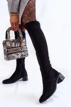 Damskie Kozaki Zamszowe Za Kolano Czarne Hessa