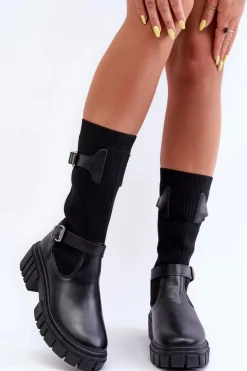 Damskie Kozaki Ze Skarpetą Czarne Abroze