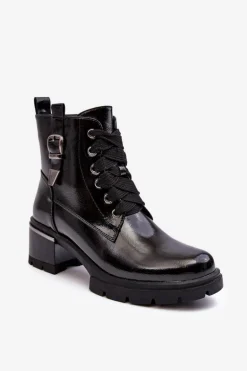 Damskie Lakierowane Botki D&A MR870-97 Czarne