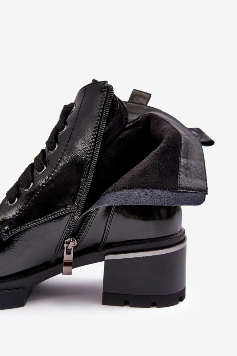 Damskie Lakierowane Botki D&A MR870-97 Czarne