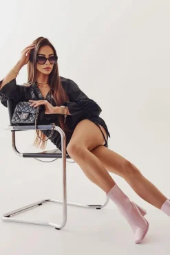 Damskie Lakierowane Botki Kozaki Różowe Margit