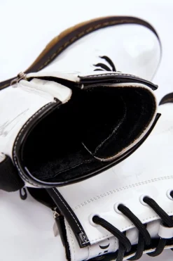 Damskie Lakierowane Botki Ocieplane GOE II2N4051 Białe