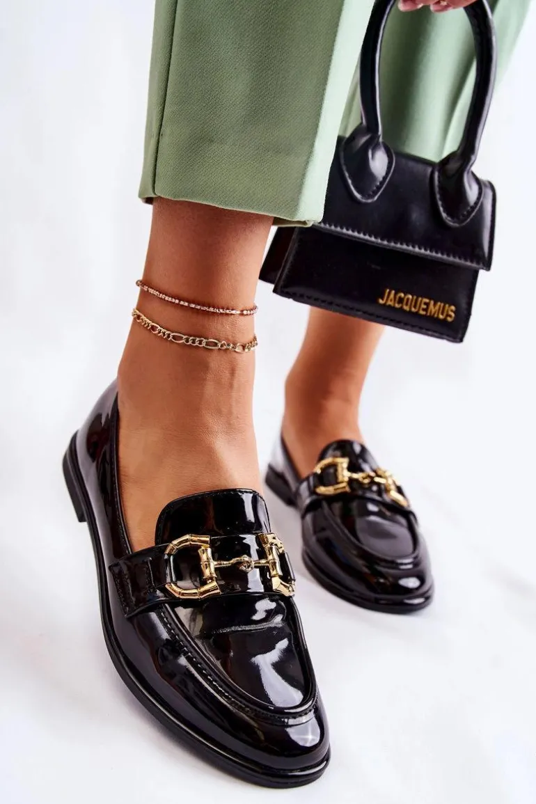 Damskie Lakierowane Mokasyny Czarne Coriso