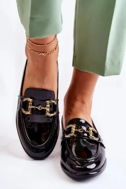 Damskie Lakierowane Mokasyny Czarne Coriso