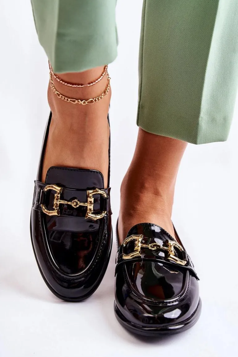 Damskie Lakierowane Mokasyny Czarne Coriso