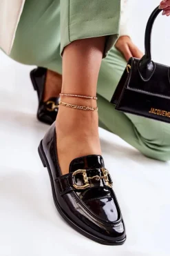 Damskie Lakierowane Mokasyny Czarne Coriso