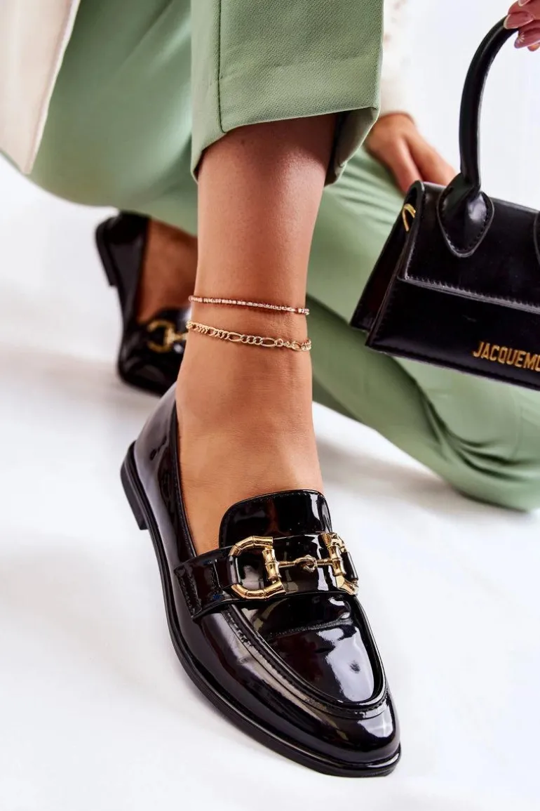 Damskie Lakierowane Mokasyny Czarne Coriso