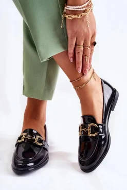 Damskie Lakierowane Mokasyny Czarne Coriso