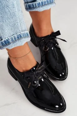 Damskie Lakierowane Półbuty Laura Messi 2044 Czarne