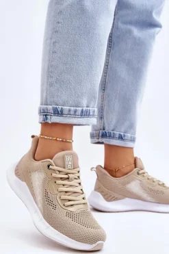 Damskie Lekkie Buty Sportowe Memory Foam System Big Star LL274294 Beżowe