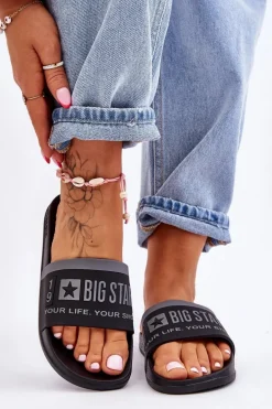 Damskie Lekkie Klapki Big Star LL274732 Czarne