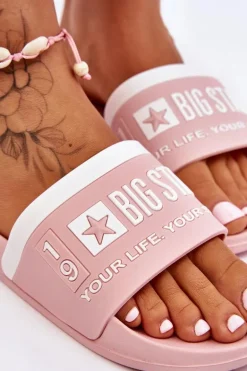 Damskie Lekkie Klapki Big Star LL274730 Jasnoróżowe