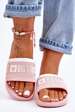 Damskie Lekkie Klapki Big Star LL274730 Jasnoróżowe