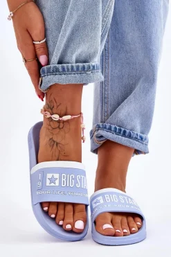 Damskie Lekkie Klapki Big Star LL274734 Jasnoniebieskie