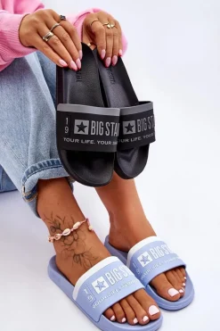 Damskie Lekkie Klapki Big Star LL274734 Jasnoniebieskie