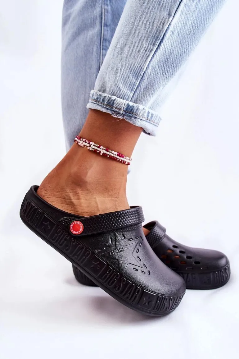 Damskie Lekkie Klapki Big Star II275001 Czarne