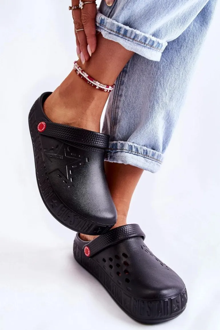 Damskie Lekkie Klapki Big Star II275001 Czarne