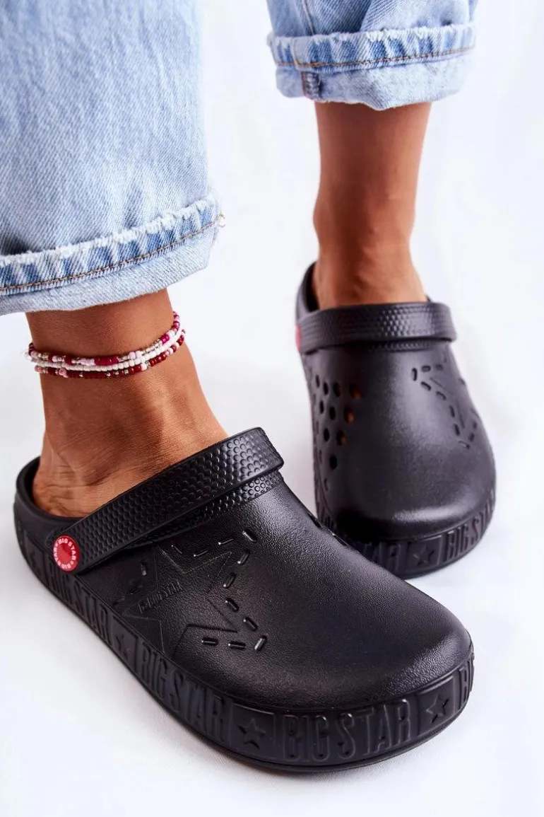 Damskie Lekkie Klapki Big Star II275001 Czarne