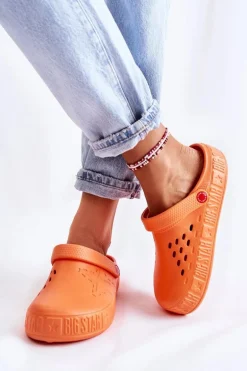 Damskie Lekkie Klapki Big Star II275005 Pomarańczowe