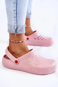 Damskie Lekkie Klapki Chodaki Big Star II275008 Różowe