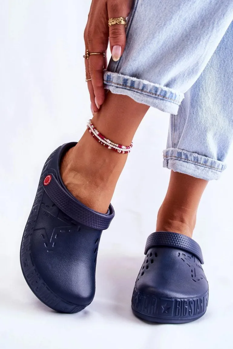 Damskie Lekkie Klapki Chodaki Big Star II275002 Granatowe