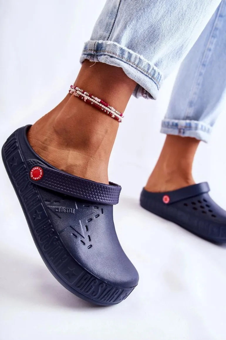 Damskie Lekkie Klapki Chodaki Big Star II275002 Granatowe