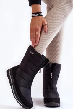 Damskie Lekkie Ocieplane Śniegowce Progress PROGJ-22-129 Czarne