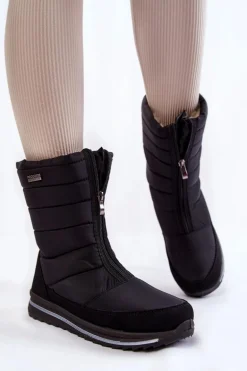 Damskie Lekkie Ocieplane Śniegowce Progress PROGJ-22-129 Czarne