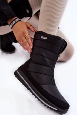 Damskie Lekkie Ocieplane Śniegowce Progress PROGJ-22-129 Czarne