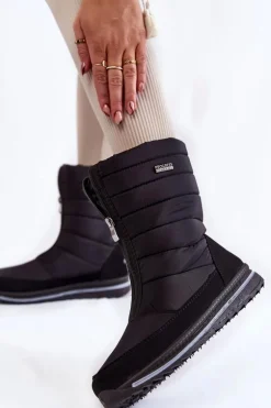 Damskie Lekkie Ocieplane Śniegowce Progress PROGJ-22-129 Czarne