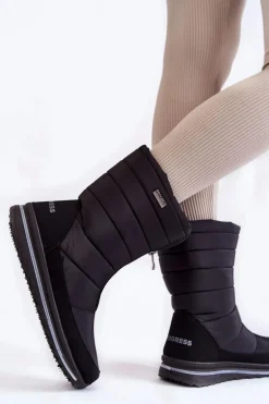 Damskie Lekkie Ocieplane Śniegowce Progress PROGJ-22-129 Czarne