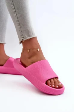 Damskie Lekkie Piankowe Klapki Na Grubej Podeszwie Różowe Querceria