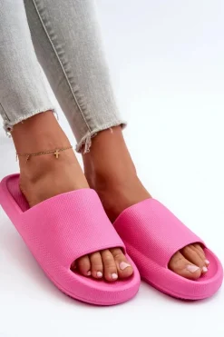 Damskie Lekkie Piankowe Klapki Na Grubej Podeszwie Różowe Querceria