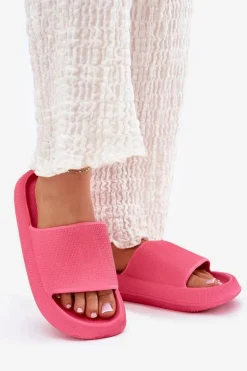 Damskie Lekkie Piankowe Klapki Na Grubej Podeszwie Fuksja Querceria