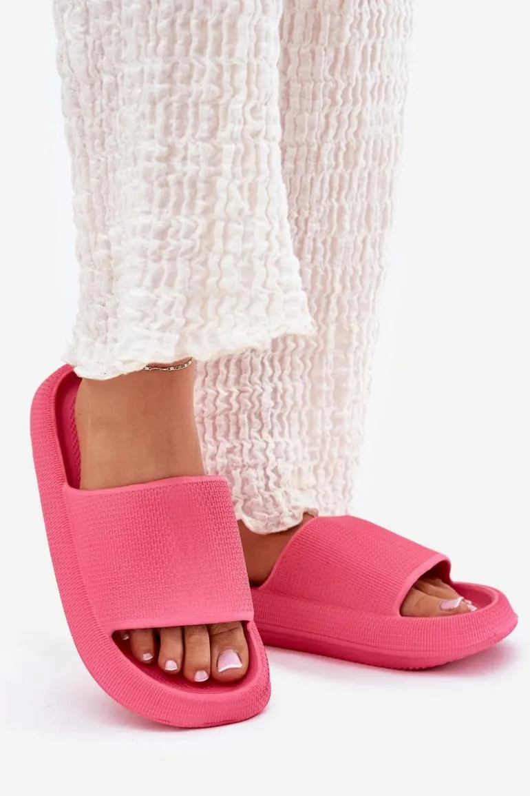 Damskie Lekkie Piankowe Klapki Na Grubej Podeszwie Fuksja Querceria