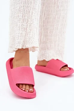 Damskie Lekkie Piankowe Klapki Na Grubej Podeszwie Fuksja Querceria