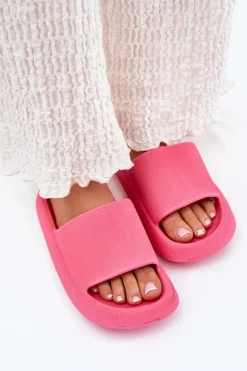 Damskie Lekkie Piankowe Klapki Na Grubej Podeszwie Fuksja Querceria