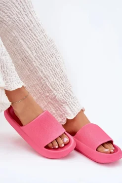 Damskie Lekkie Piankowe Klapki Na Grubej Podeszwie Fuksja Querceria