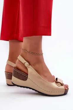 Damskie Lekkie Sandały Na Koturnie Comfort Shoes Beżowe Efravia