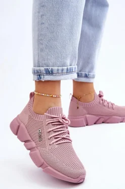 Damskie Lekkie Sneakersy Memory Foam System Big Star JJ274266 Różowe