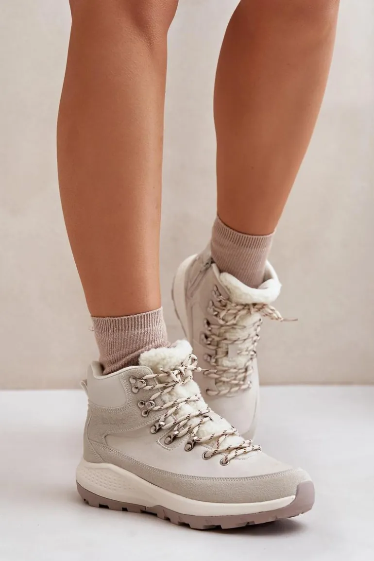 Damskie Lekkie Trapery Na Zamek Lee Cooper LCJ-24-03-3071 Jasnobeżowe