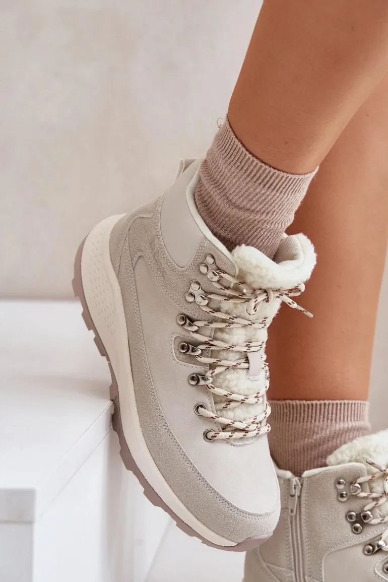 Damskie Lekkie Trapery Na Zamek Lee Cooper LCJ-24-03-3071 Jasnobeżowe