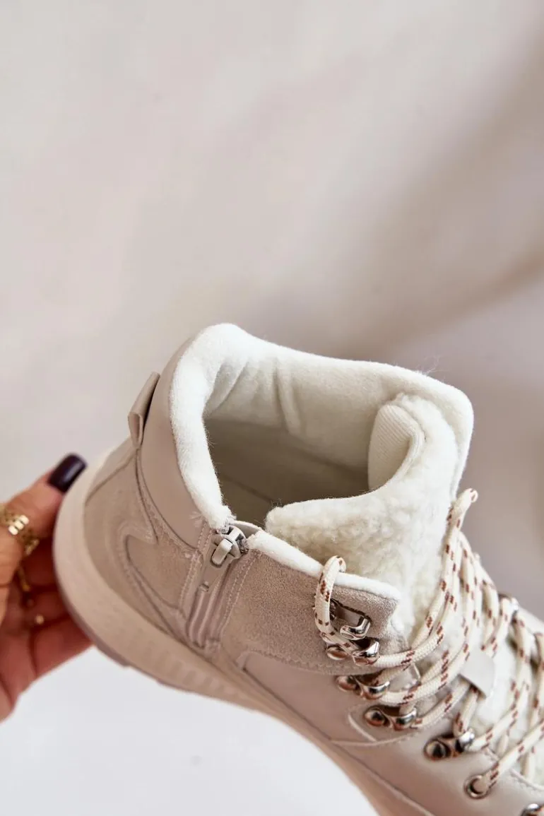 Damskie Lekkie Trapery Na Zamek Lee Cooper LCJ-24-03-3071 Jasnobeżowe