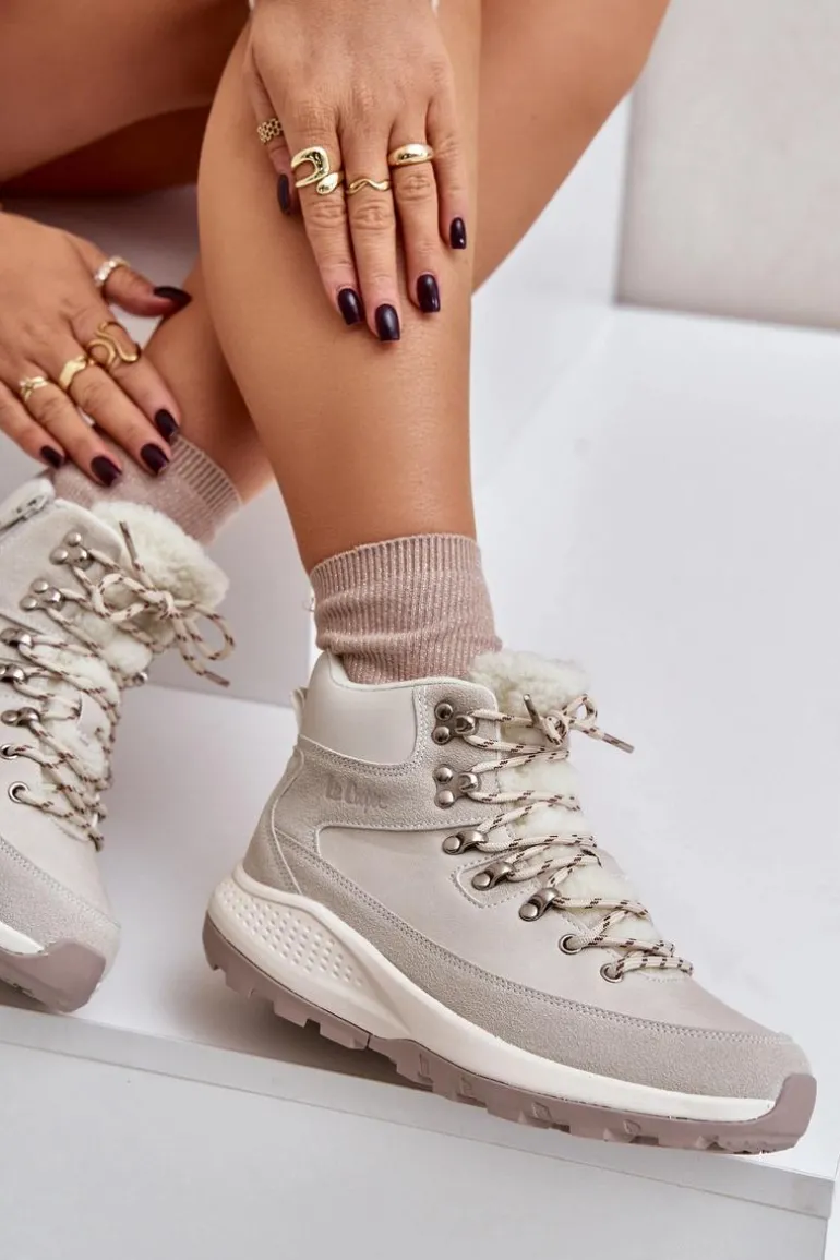 Damskie Lekkie Trapery Na Zamek Lee Cooper LCJ-24-03-3071 Jasnobeżowe