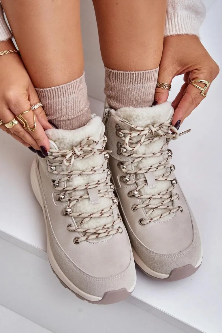 Damskie Lekkie Trapery Na Zamek Lee Cooper LCJ-24-03-3071 Jasnobeżowe