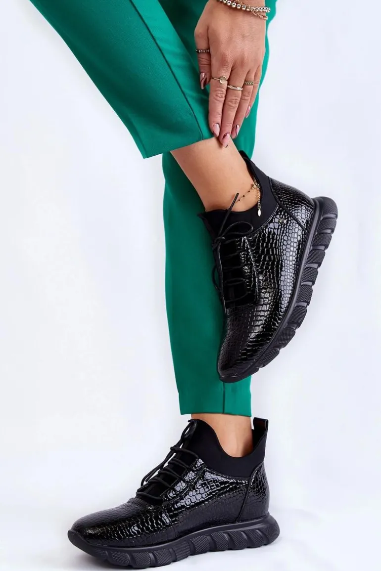 Damskie Lekkie Wsuwane Sneakersy Czarne Soroco