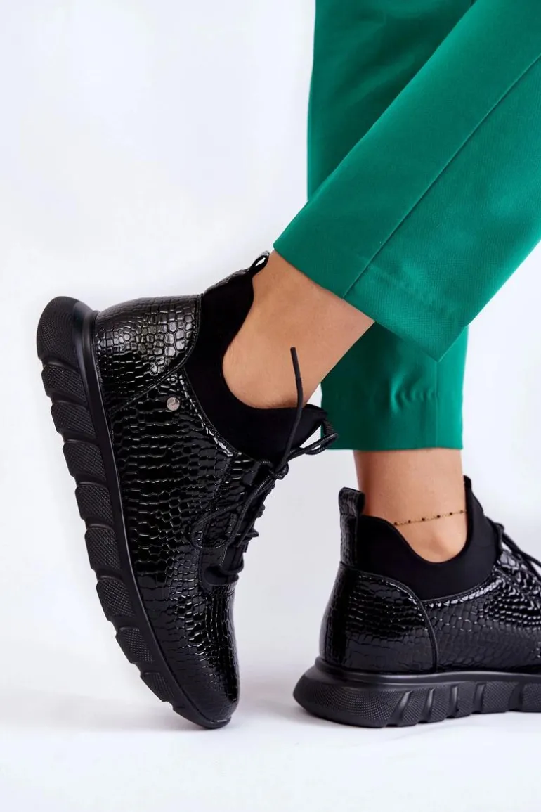 Damskie Lekkie Wsuwane Sneakersy Czarne Soroco