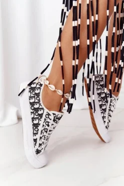 Damskie Logowane Trampki Biało-Czarne Day Off