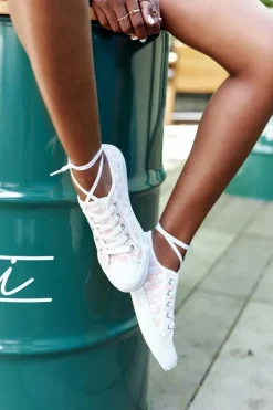 Damskie Logowane Trampki Biało-Różowe Day Off