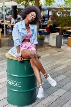 Damskie Logowane Trampki Biało-Różowe Day Off